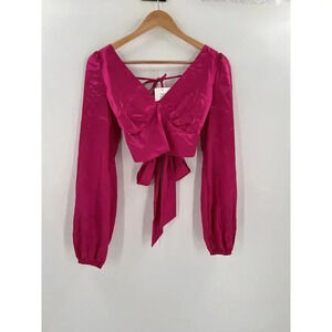 12TH TRIBE Pink Satin Crop Top